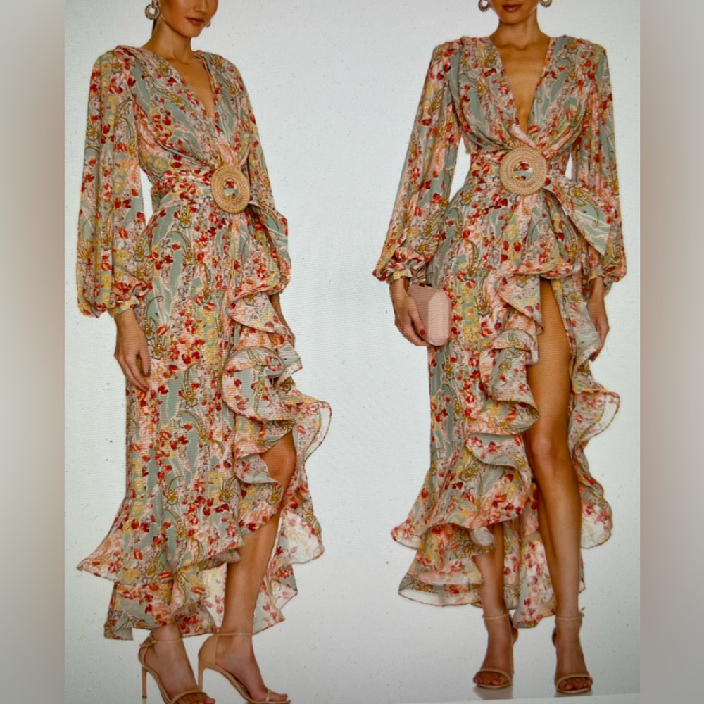 BRONX AND BANCO Luisa Floral Balloon Sleeve Hi-Lo Dress Size M US 6 SOLD OUT - Picture 2 of 16